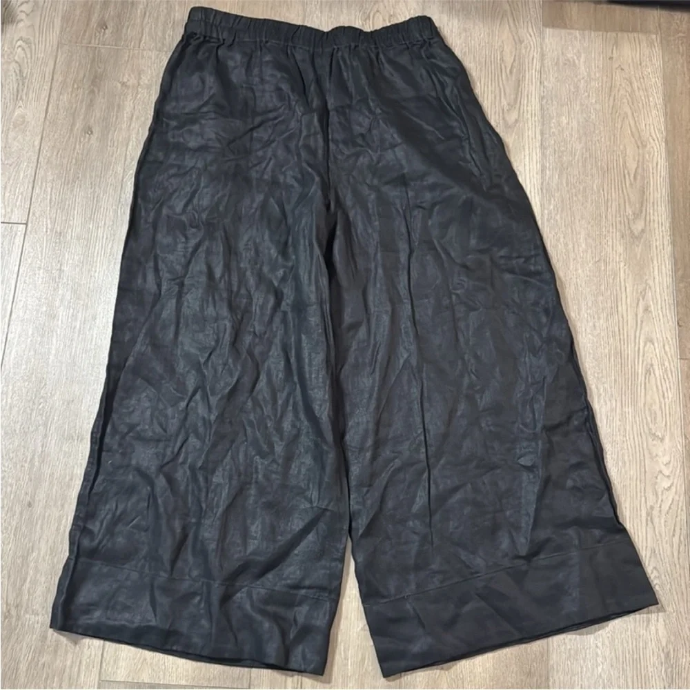 NEW! Banana Republic Black High-Rise Wide-Leg Linen Pull-On Ankle Pant 🩷 #772659